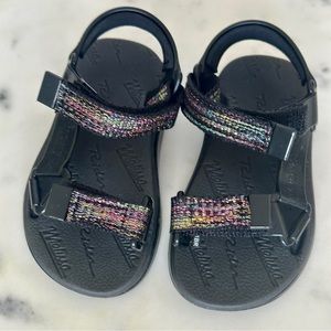 NWT Size 7 Mini Melissa Black sandals with metallic strap